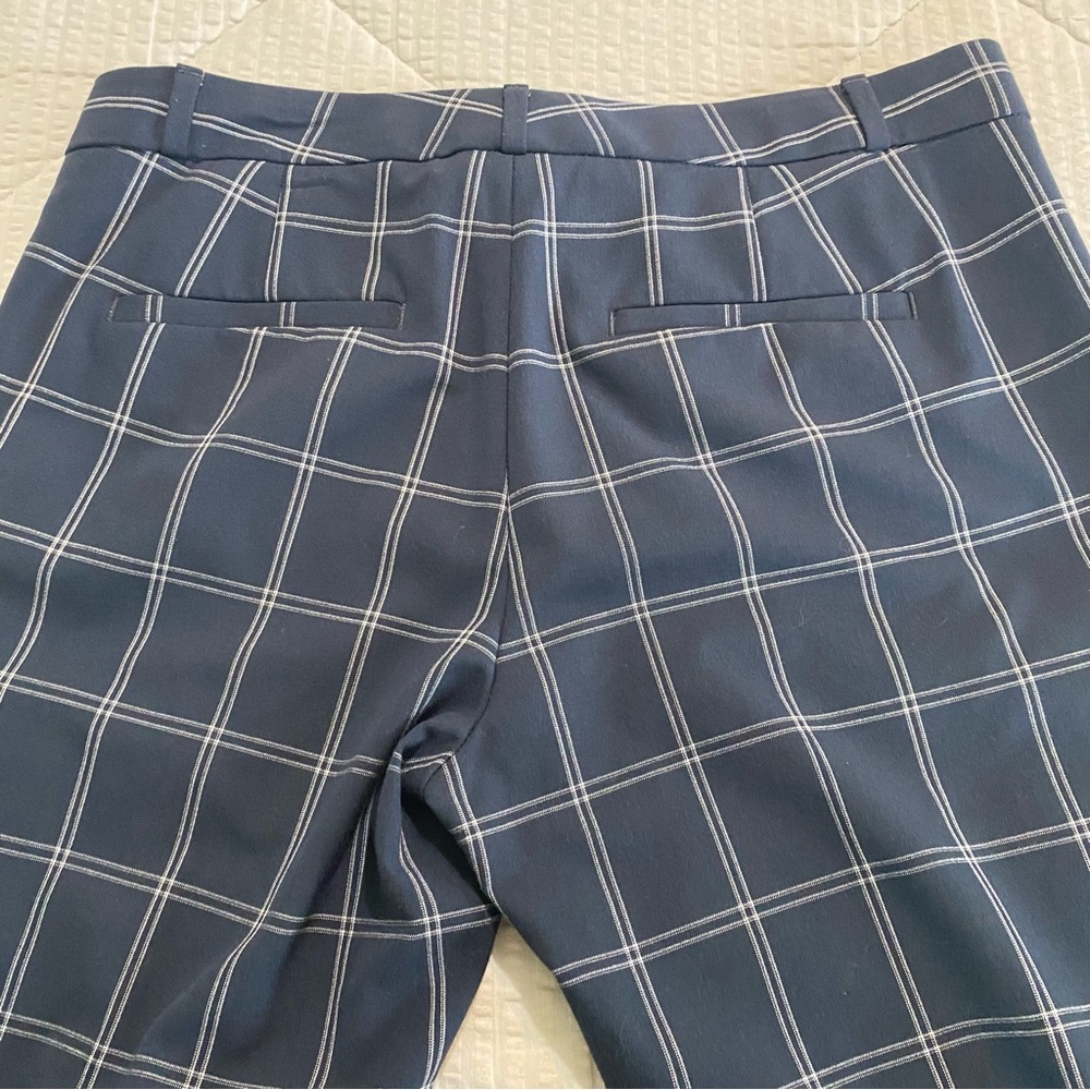 Banana Republic Navy Blue Plaid Ryan Dress Slim Ankle Pants Sz 6 Stretch Fabric - Picture 5 of 12